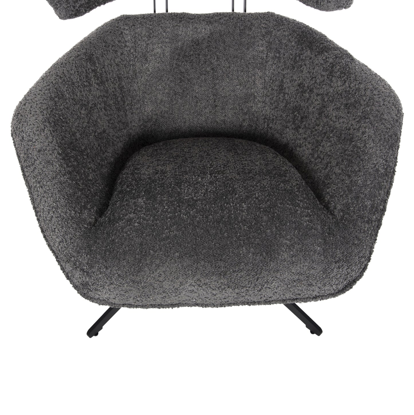 Armchair Swivel Bryll Hm9597.01 Grey Boucle-black Metal Base 86x90x97hcm.