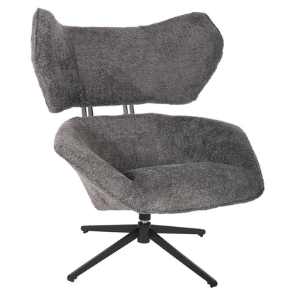 Armchair Swivel Bryll Hm9597.01 Grey Boucle-black Metal Base 86x90x97hcm.