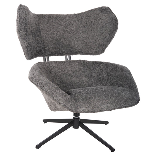 Armchair Swivel Bryll Hm9597.01 Grey Boucle-black Metal Base 86x90x97hcm.