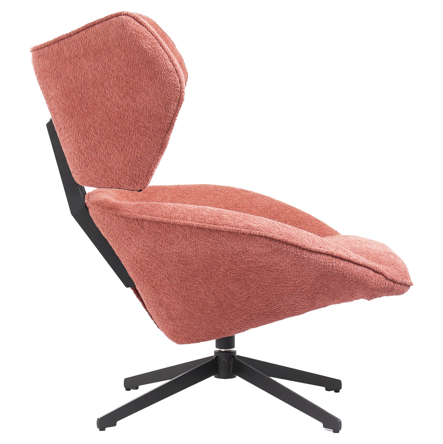 Armchair Swivel Bryll Hm9597.02 Pink Boucle-black Metal Base 86x90x97hcm.