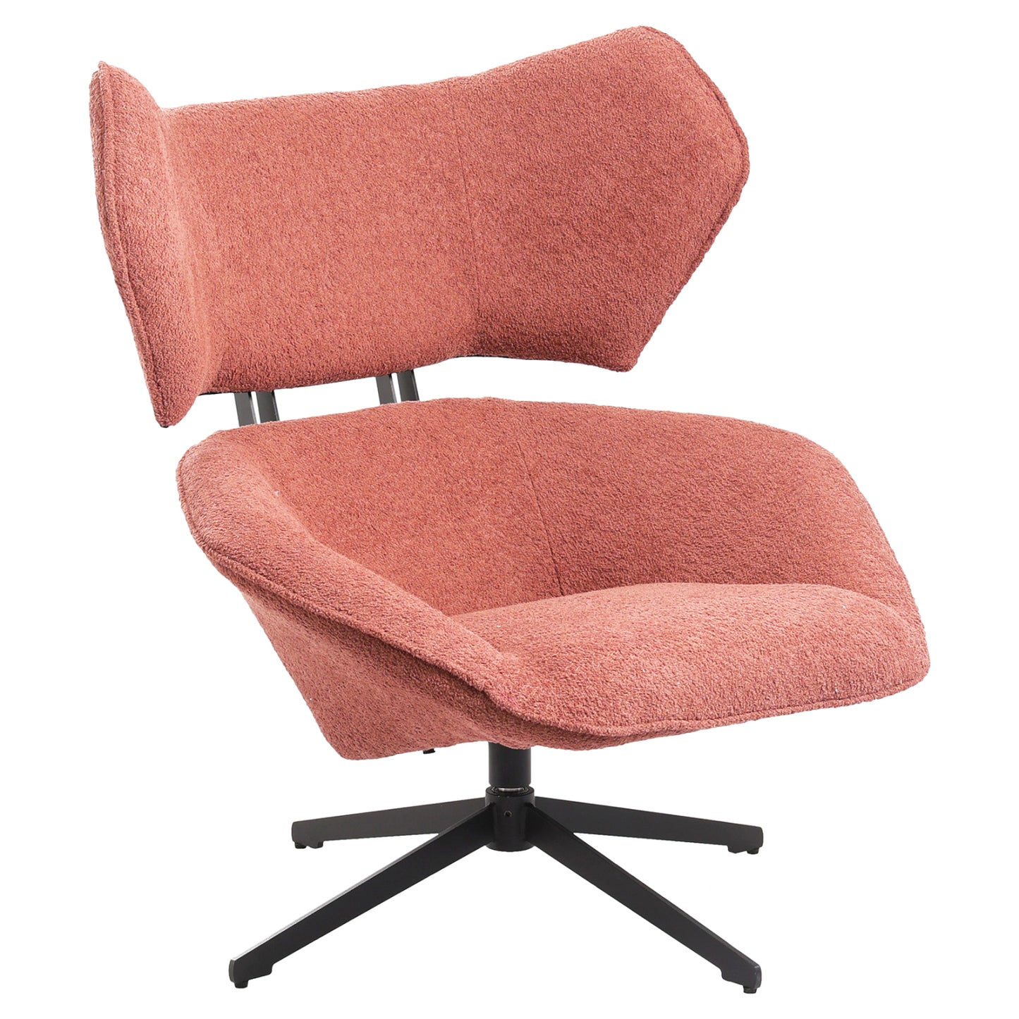 Armchair Swivel Bryll Hm9597.02 Pink Boucle-black Metal Base 86x90x97hcm.