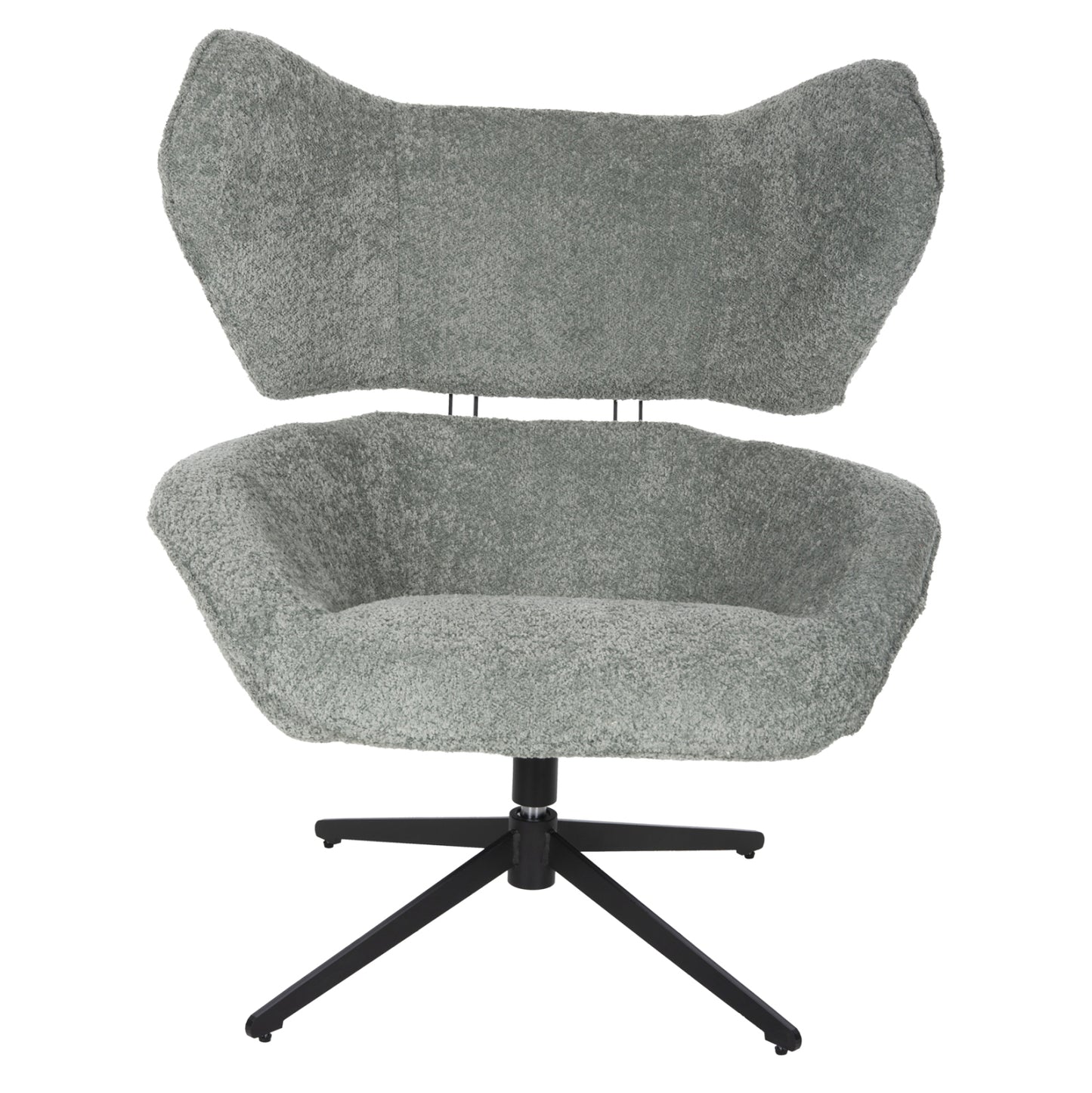 Armchair Swivel Bryll Hm9597.05 Pistachio Green Boucle-black Metal Base 86x90x97hcm.