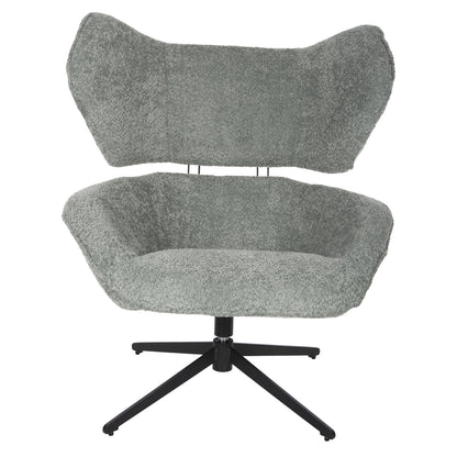 Armchair Swivel Bryll Hm9597.05 Pistachio Green Boucle-black Metal Base 86x90x97hcm.
