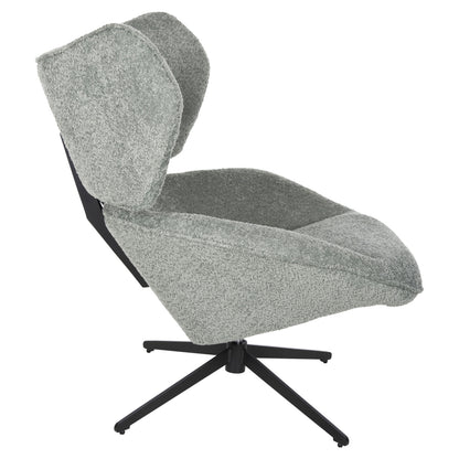 Armchair Swivel Bryll Hm9597.05 Pistachio Green Boucle-black Metal Base 86x90x97hcm.