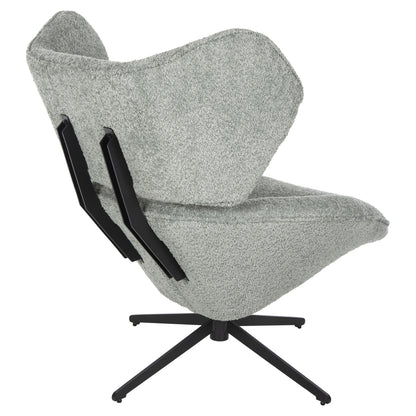 Armchair Swivel Bryll Hm9597.05 Pistachio Green Boucle-black Metal Base 86x90x97hcm.