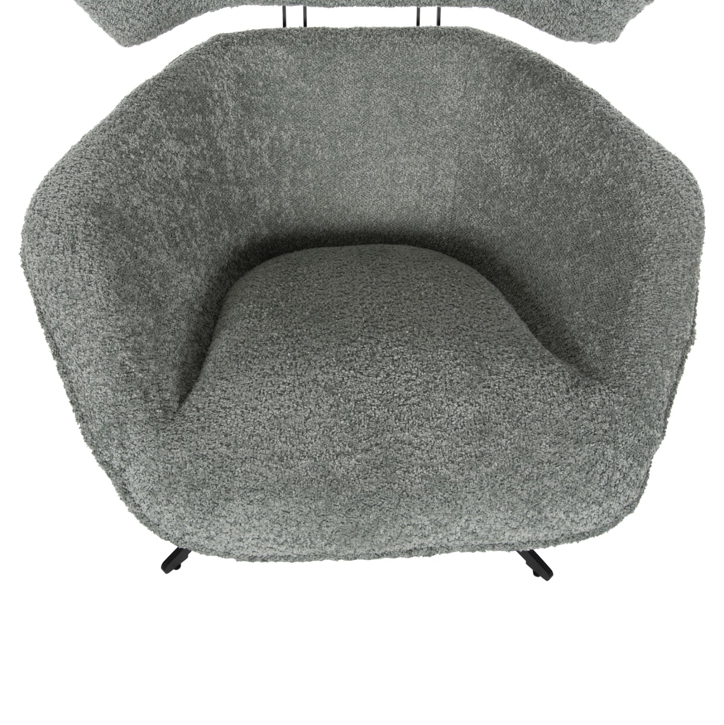 Armchair Swivel Bryll Hm9597.05 Pistachio Green Boucle-black Metal Base 86x90x97hcm.