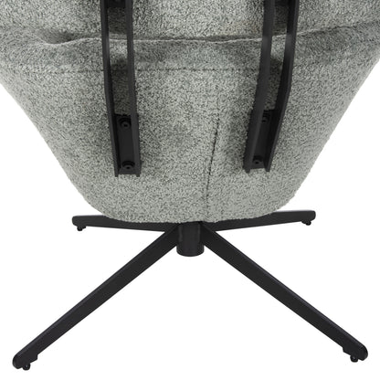 Armchair Swivel Bryll Hm9597.05 Pistachio Green Boucle-black Metal Base 86x90x97hcm.