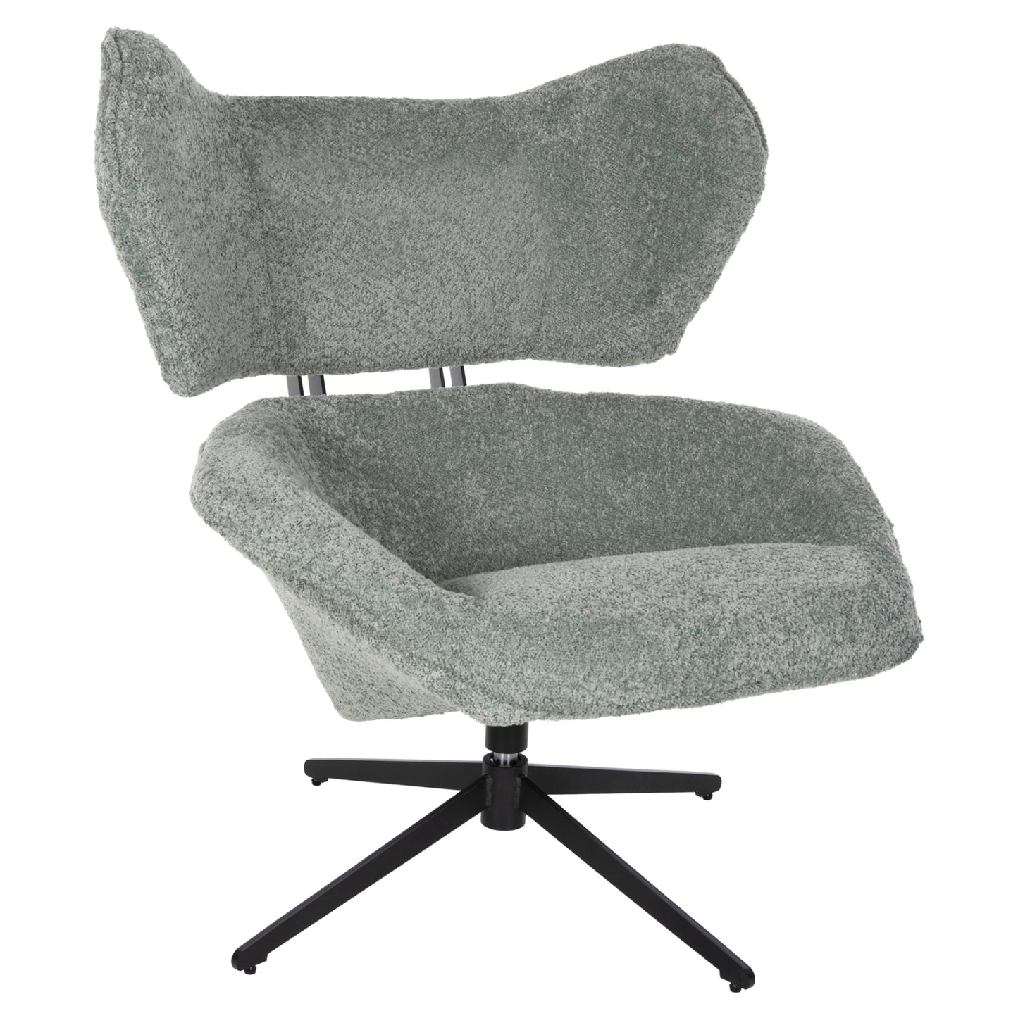 Armchair Swivel Bryll Hm9597.05 Pistachio Green Boucle-black Metal Base 86x90x97hcm.