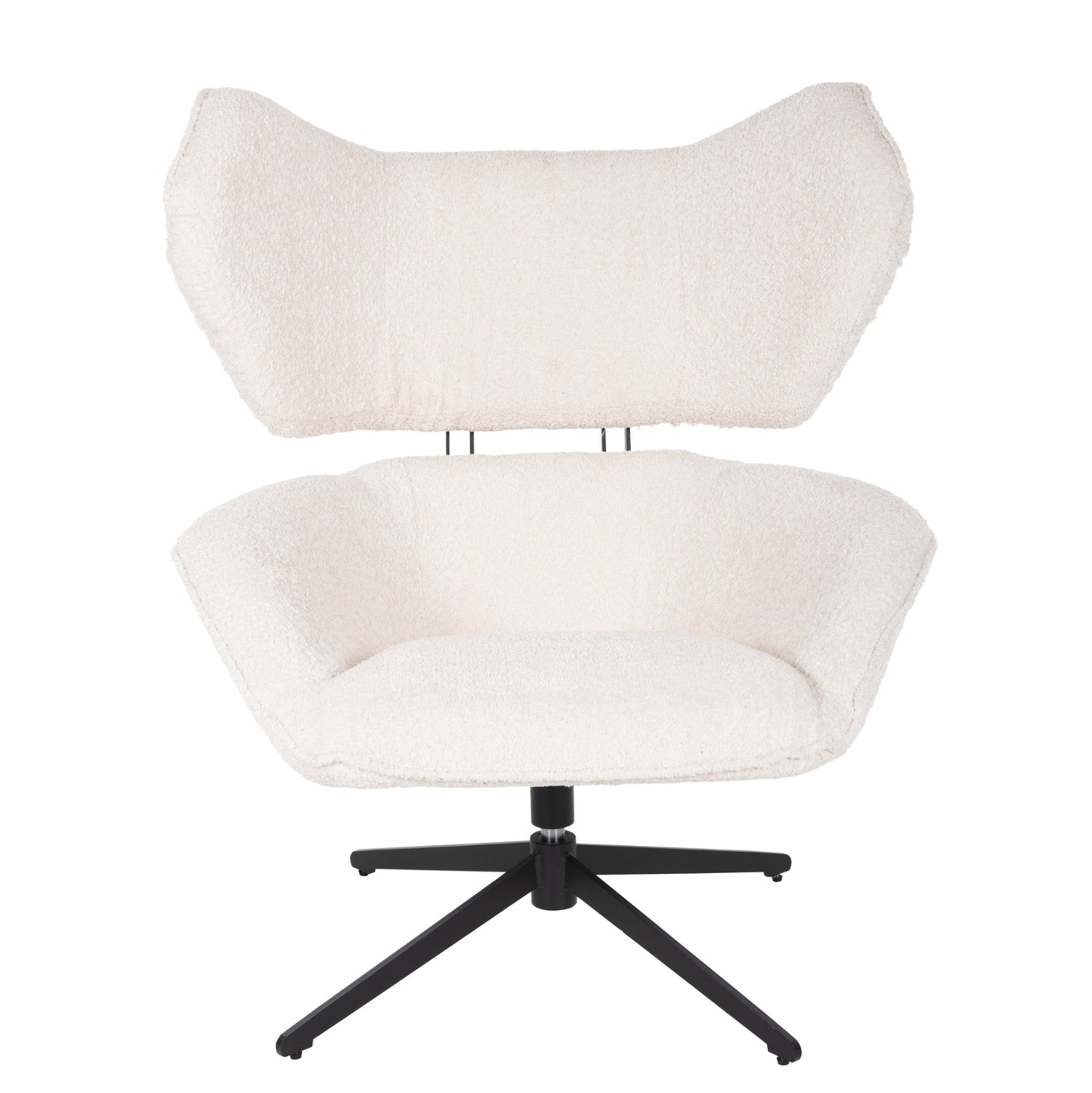 Armchair Swivel Bryll Hm9597.06 Ecru Boucle-black Metal Base 86x90x97hcm.
