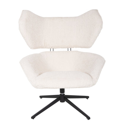 Armchair Swivel Bryll Hm9597.06 Ecru Boucle-black Metal Base 86x90x97hcm.