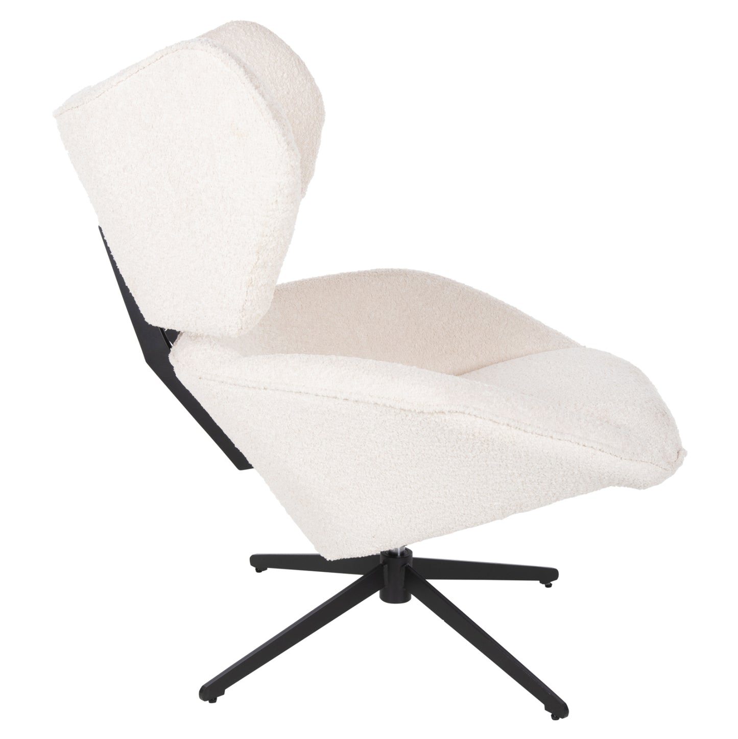 Armchair Swivel Bryll Hm9597.06 Ecru Boucle-black Metal Base 86x90x97hcm.