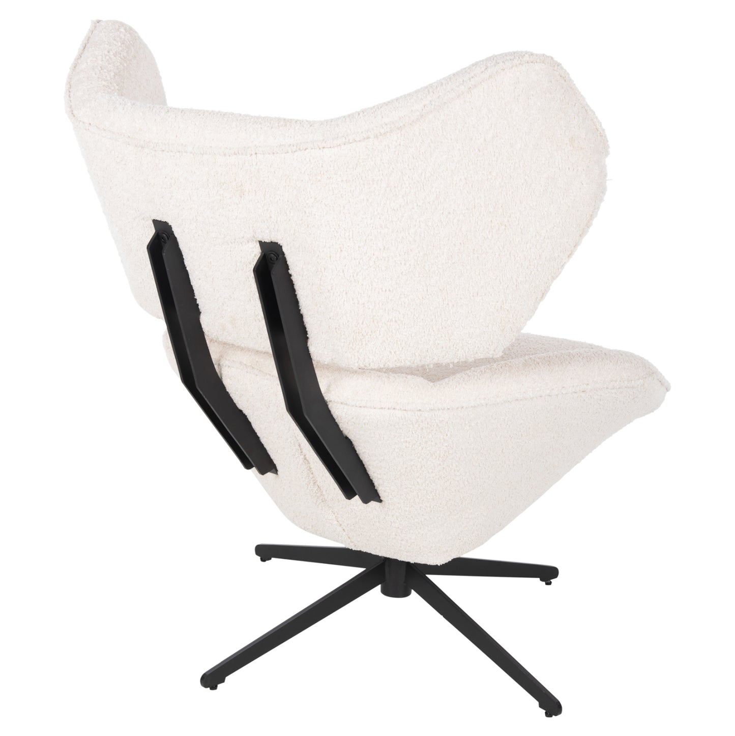 Armchair Swivel Bryll Hm9597.06 Ecru Boucle-black Metal Base 86x90x97hcm.