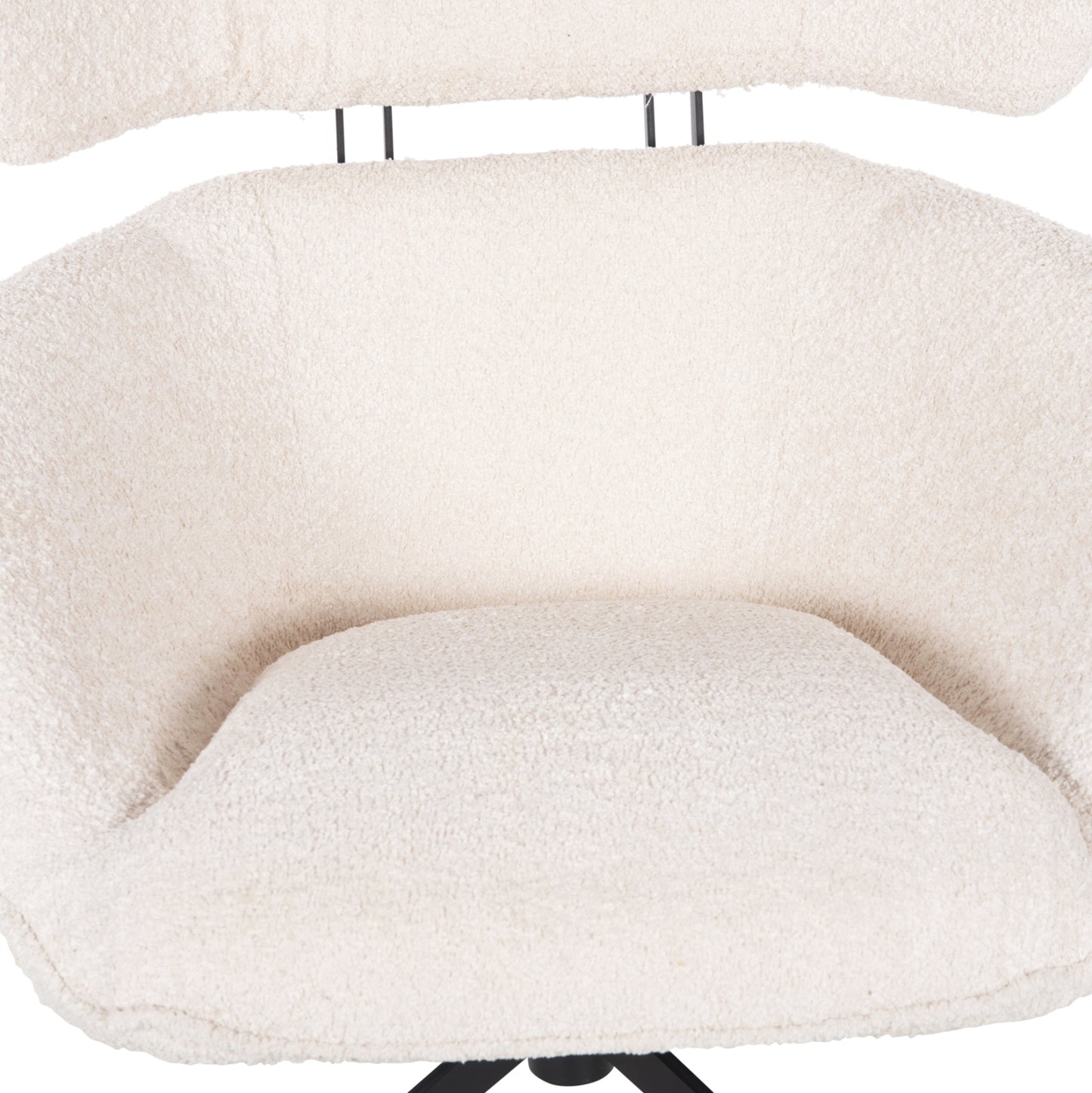 Armchair Swivel Bryll Hm9597.06 Ecru Boucle-black Metal Base 86x90x97hcm.