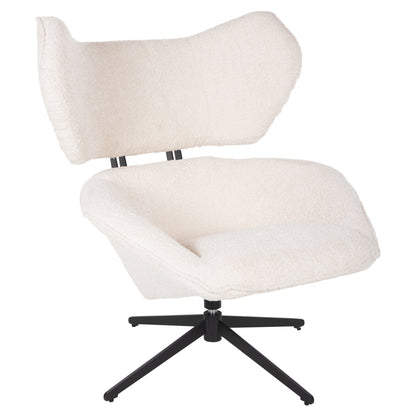 Armchair Swivel Bryll Hm9597.06 Ecru Boucle-black Metal Base 86x90x97hcm.