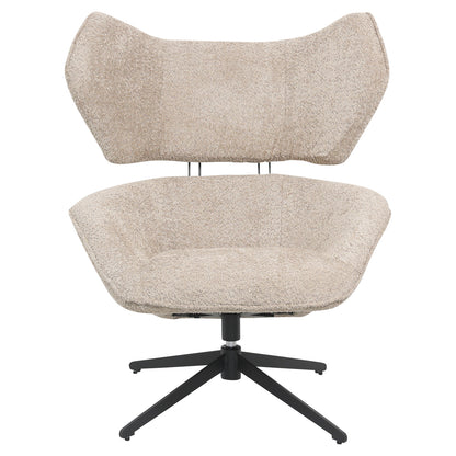 Armchair Swivel Bryll Hm9597.08 Beige Boucle-black Metal Base 86x90x97hcm.