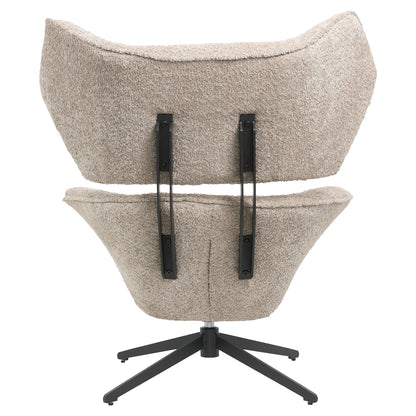 Armchair Swivel Bryll Hm9597.08 Beige Boucle-black Metal Base 86x90x97hcm.