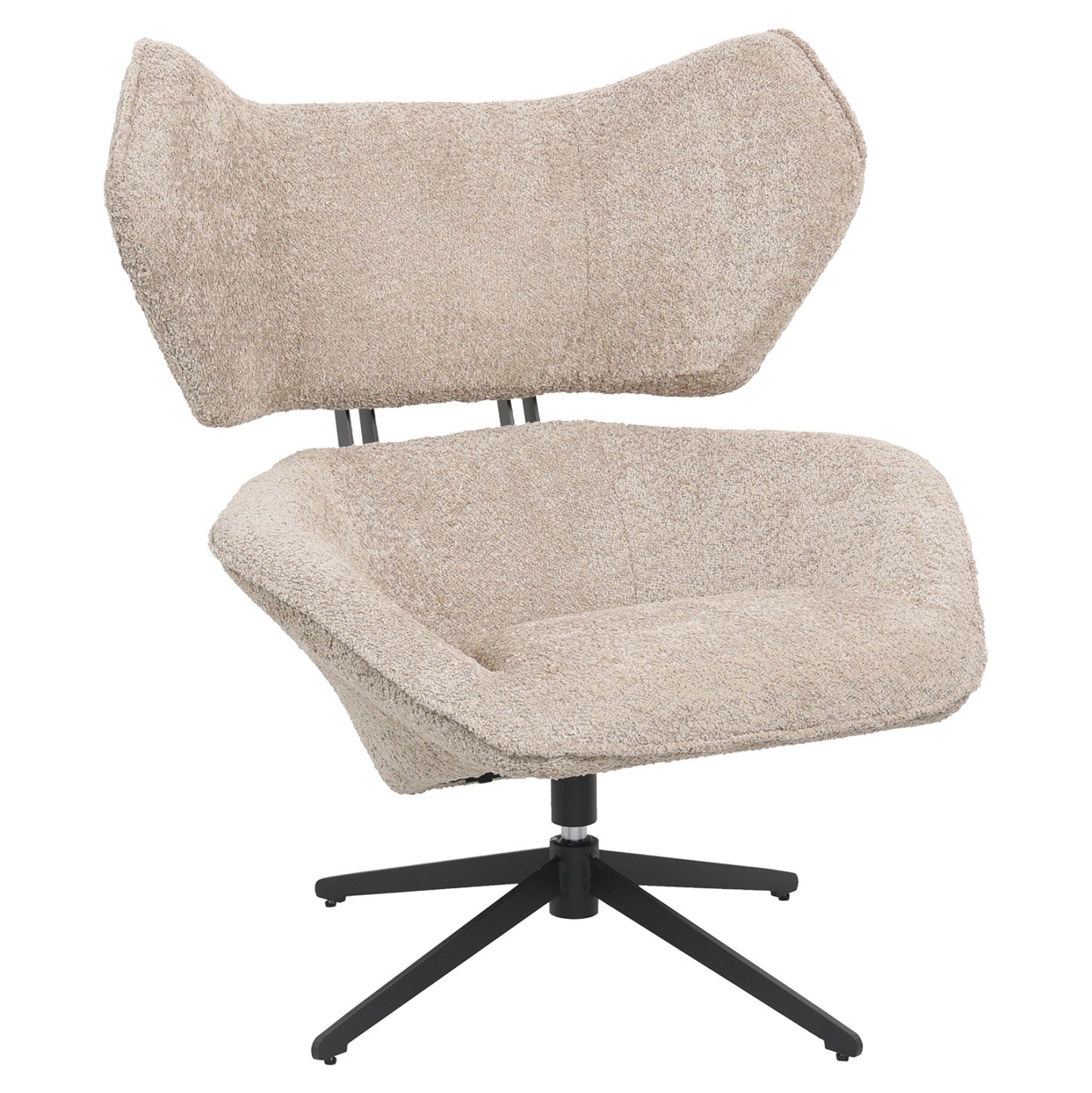 Armchair Swivel Bryll Hm9597.08 Beige Boucle-black Metal Base 86x90x97hcm.