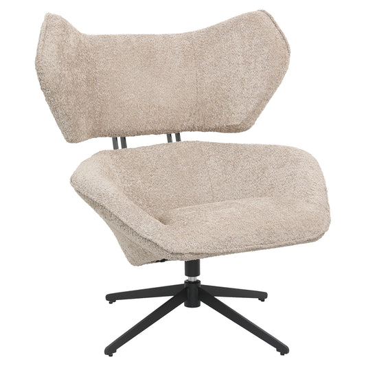 Armchair Swivel Bryll Hm9597.08 Beige Boucle-black Metal Base 86x90x97hcm.
