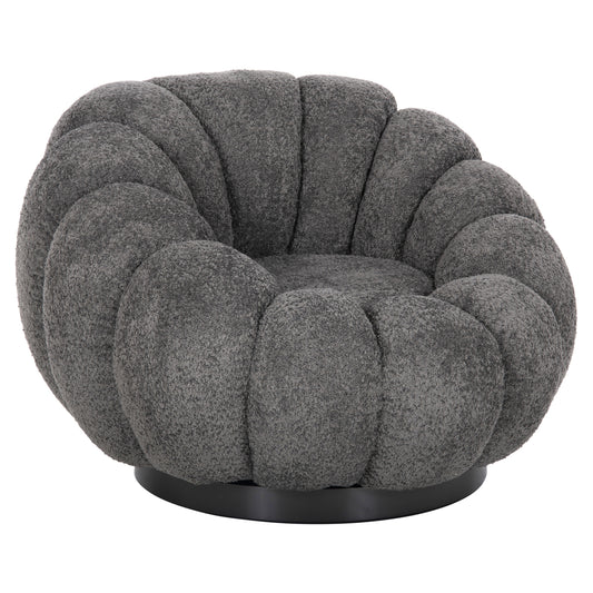 Armchair Swivel Grymm Hm9601.01 Grey Boucle-black Metal Base 95x92x68hcm.