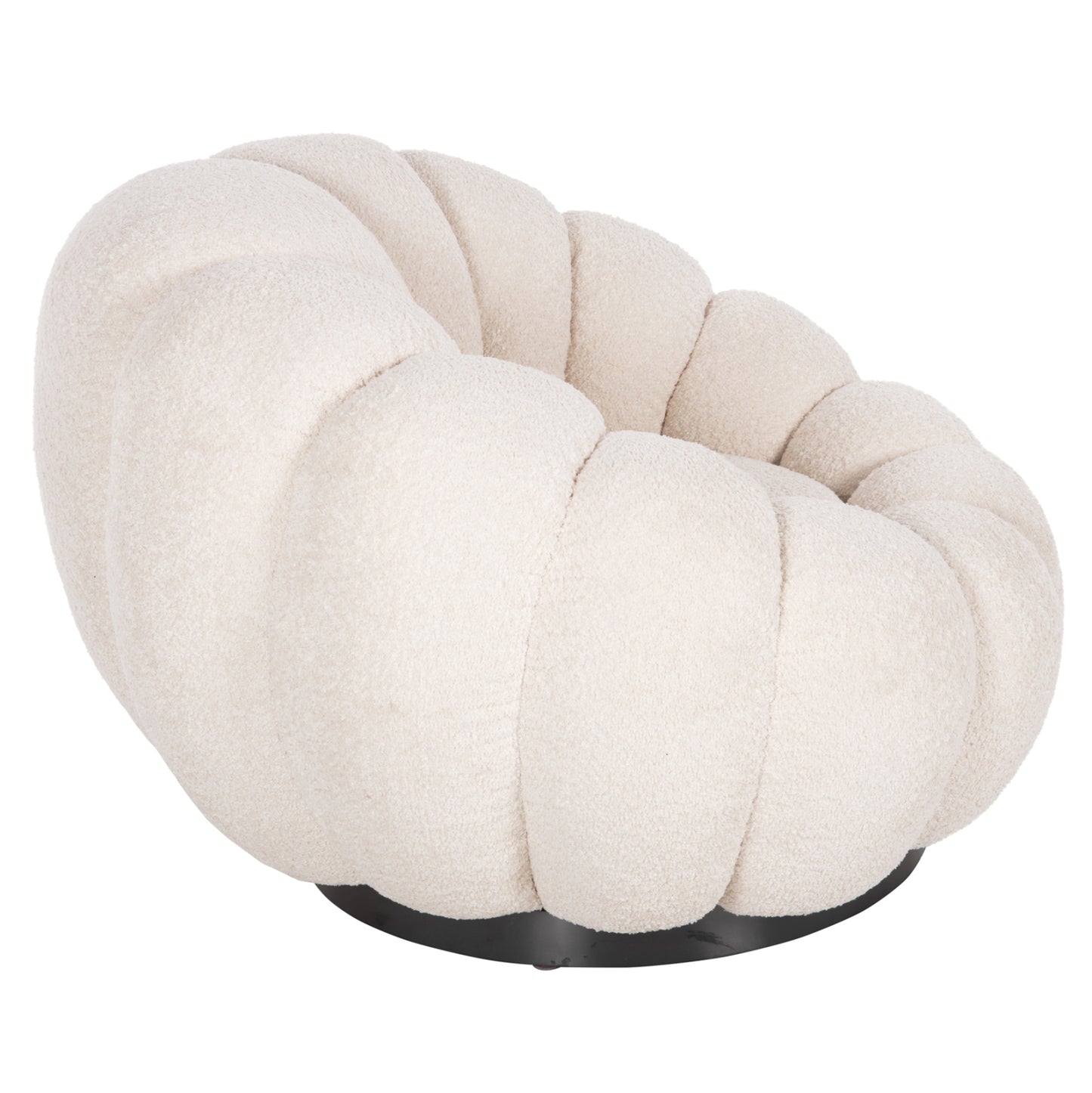 Armchair Swivel Grymm Hm9601.06 Ecru Boucle-black Metal Base 95x92x68hcm.