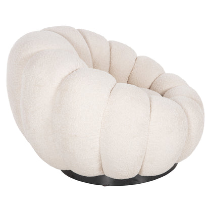 Armchair Swivel Grymm Hm9601.06 Ecru Boucle-black Metal Base 95x92x68hcm.