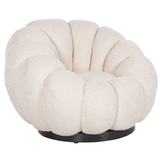 Armchair Swivel Grymm Hm9601.06 Ecru Boucle-black Metal Base 95x92x68hcm.