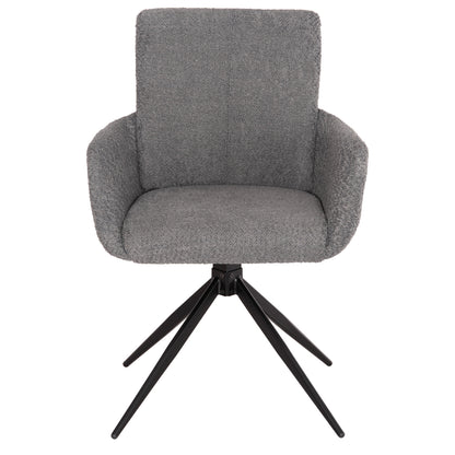 Dining Armchair Swivel Blans Hm9942.01 Grey Boucle Fabric-metal Legs 62x60x90hcm.