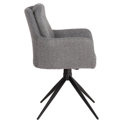 Dining Armchair Swivel Blans Hm9942.01 Grey Boucle Fabric-metal Legs 62x60x90hcm.
