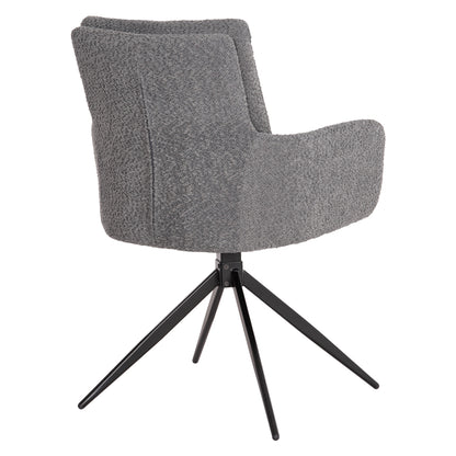 Dining Armchair Swivel Blans Hm9942.01 Grey Boucle Fabric-metal Legs 62x60x90hcm.