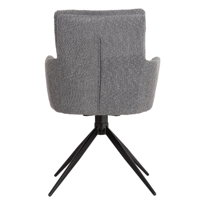 Dining Armchair Swivel Blans Hm9942.01 Grey Boucle Fabric-metal Legs 62x60x90hcm.