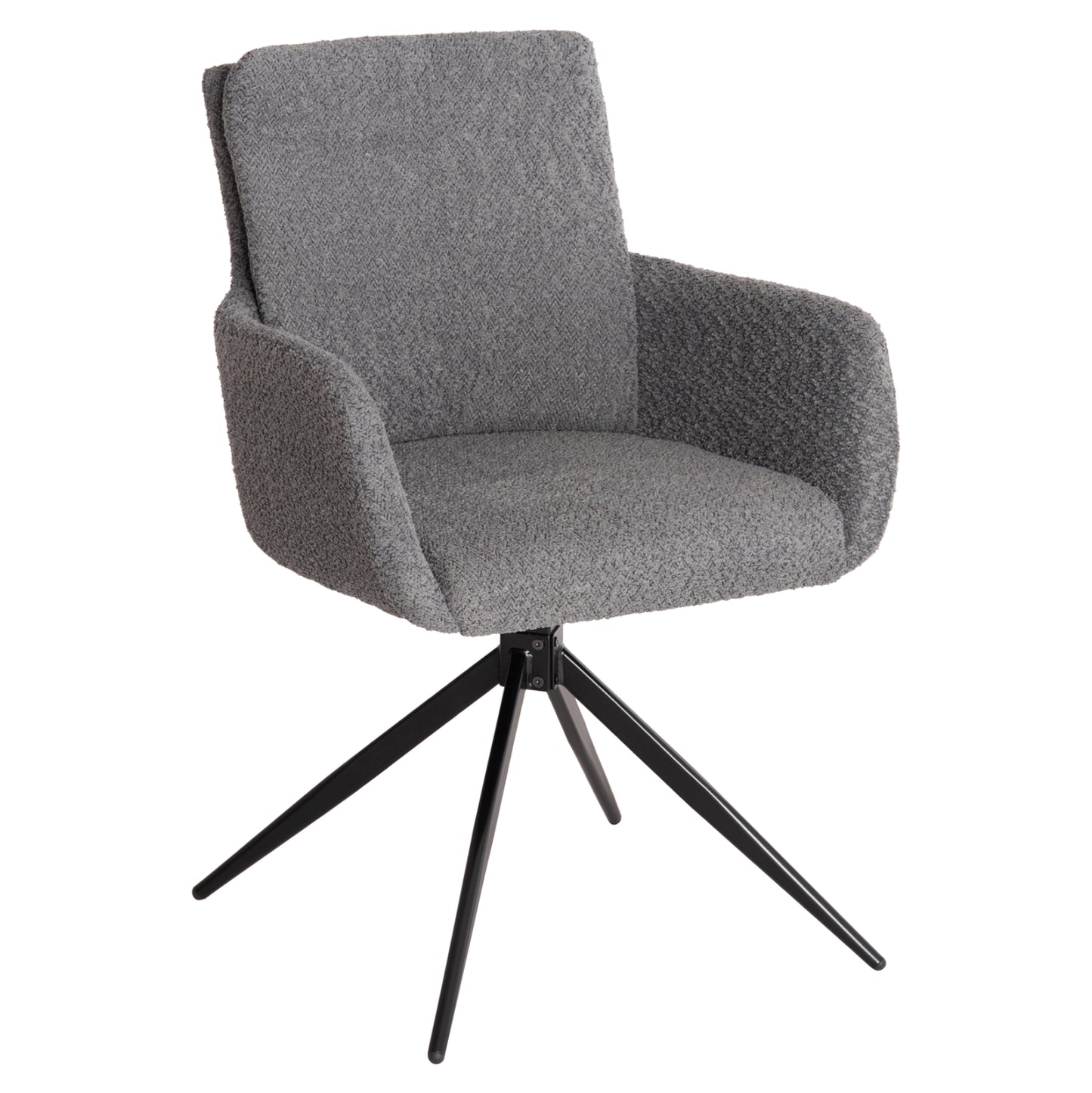Dining Armchair Swivel Blans Hm9942.01 Grey Boucle Fabric-metal Legs 62x60x90hcm.