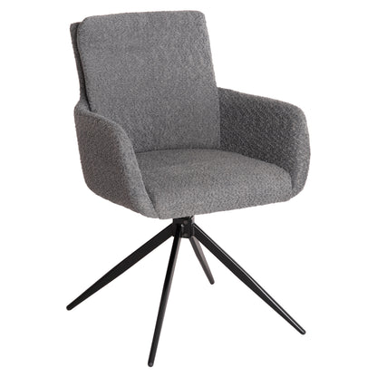 Dining Armchair Swivel Blans Hm9942.01 Grey Boucle Fabric-metal Legs 62x60x90hcm.