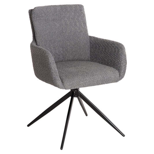 Dining Armchair Swivel Blans Hm9942.01 Grey Boucle Fabric-metal Legs 62x60x90hcm.