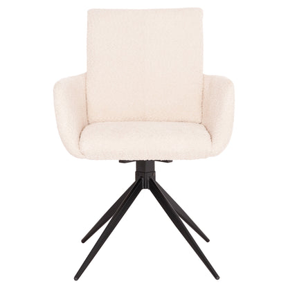 Dining Armchair Swivel Blans Hm9942.07 Beige Boucle Fabric-metal Legs 62x60x90hcm.