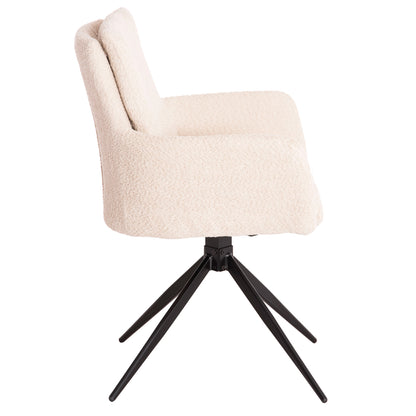 Dining Armchair Swivel Blans Hm9942.07 Beige Boucle Fabric-metal Legs 62x60x90hcm.