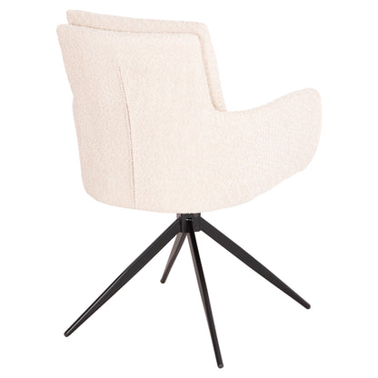 Dining Armchair Swivel Blans Hm9942.07 Beige Boucle Fabric-metal Legs 62x60x90hcm.
