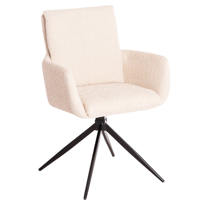 Dining Armchair Swivel Blans Hm9942.07 Beige Boucle Fabric-metal Legs 62x60x90hcm.