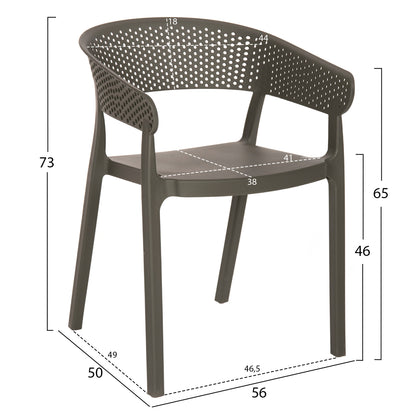 Armchair Polypropylene Perfoe Hm5941.07 In Dark Olive 56x50x73hcm.
