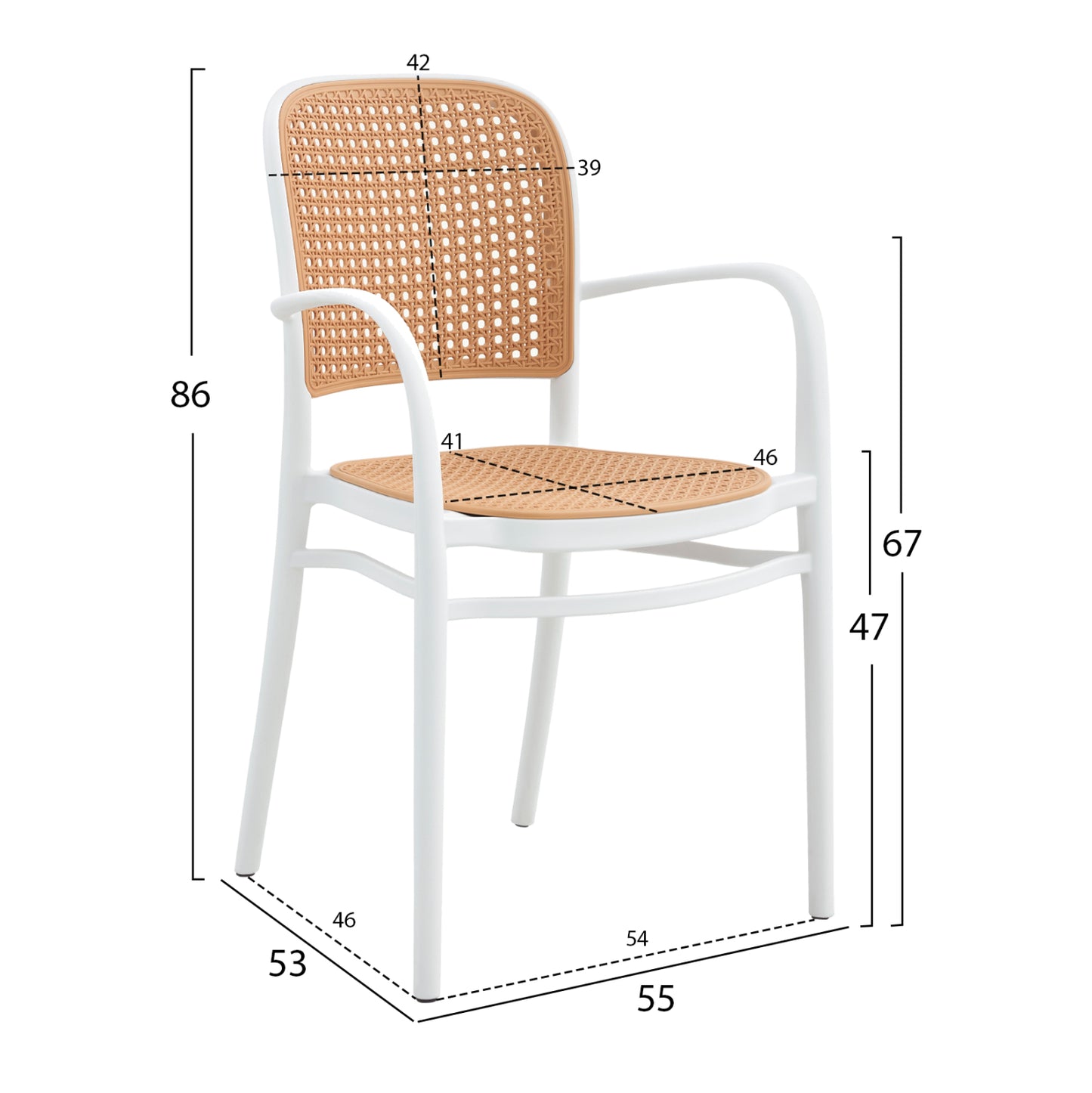 Armchair Polypropylene Flow Hm5938.01 White And Beige 55x53x86hcm.