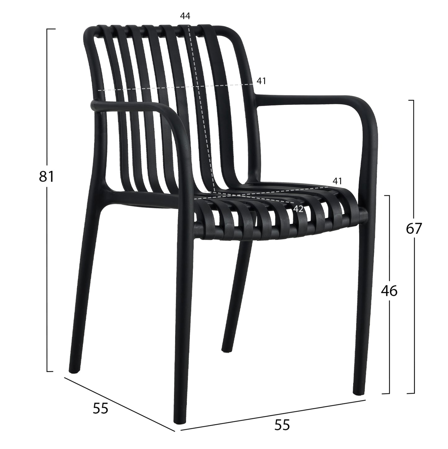 Armchair Polypropylene Tippy Hm5940.02 Black 55x55x81hcm.
