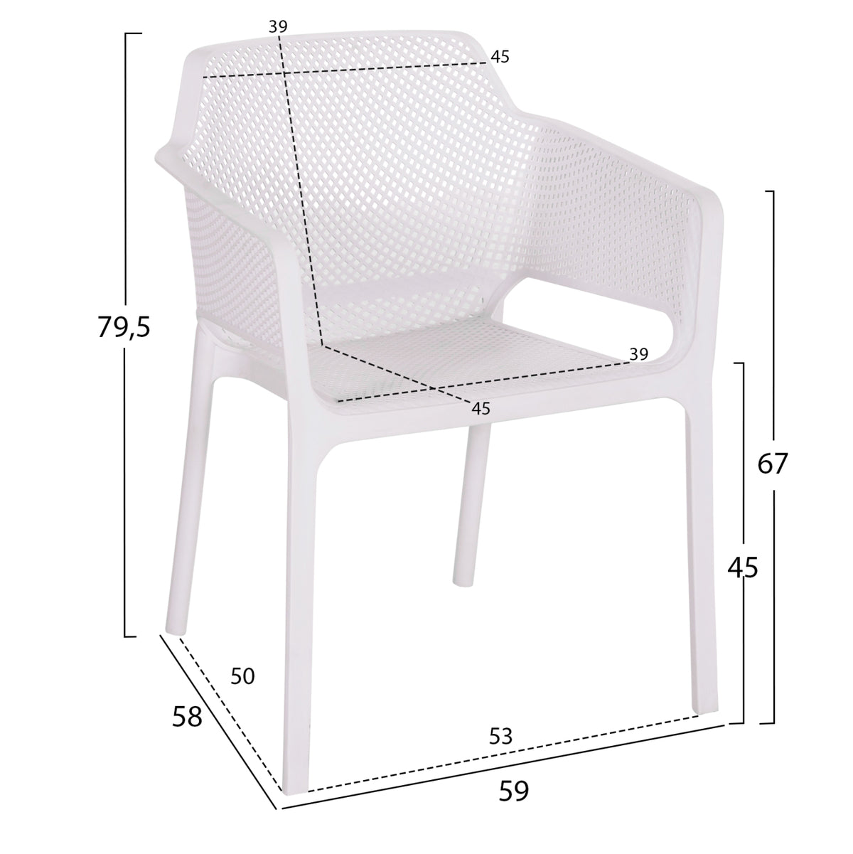 Armchair Polypropylene John Hm6103.01 White 59x58x79.5hcm.