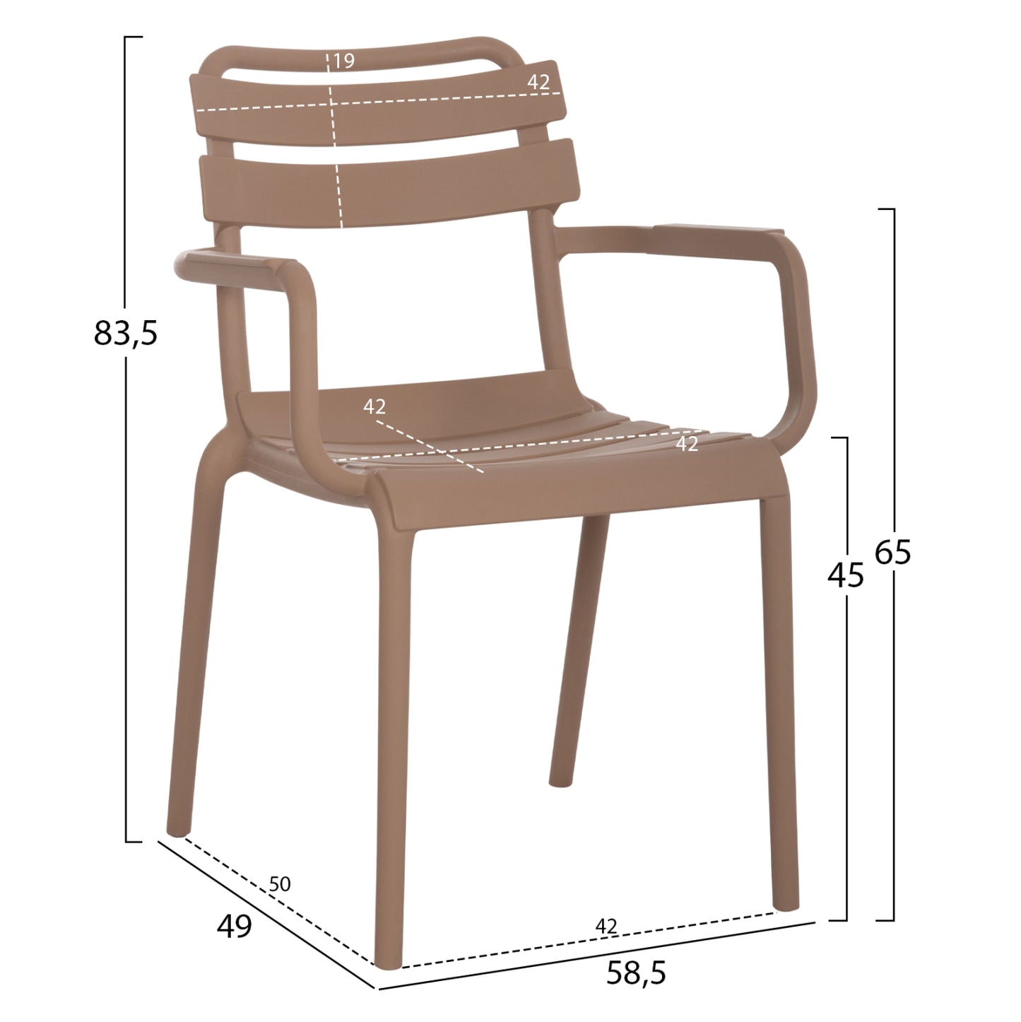 Polypropylene Armchair Philly Hm6123.06 Beige 58.5x49x83.5hcm.