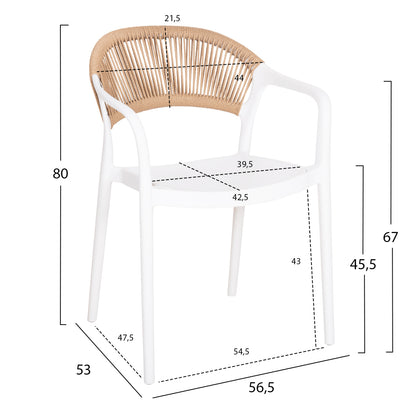 Armchair Polypropylene Eva Hm6155.01 White With Beige Pp Rope 56.5x53x80hcm.