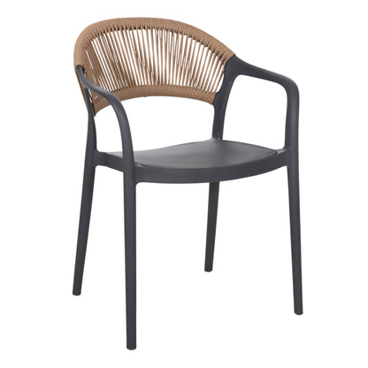 Armchair Polypropylene Eva Hm6155.10 Grey With Beige Pp Rope 56.5x53x80hcm.
