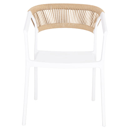 Armchair Polypropylene Bogi Hm6240.01 White With Beige Pp Rope 55x53.5x74hcm.