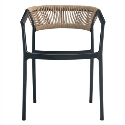 Armchair Polypropylene Bogi Hm6240.02 Black With Beige Pp Rope 54x53x75hcm.