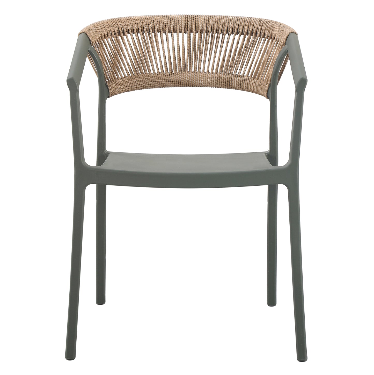 Armchair Polypropylene Bogi Hm6240.05 Olive Green With Beige Pp Rope 54x53x75hcm.