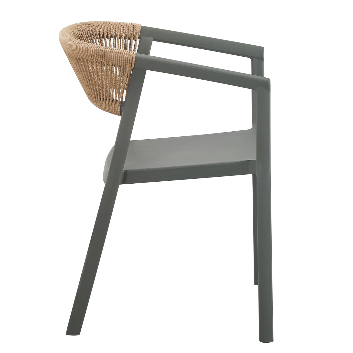 Armchair Polypropylene Bogi Hm6240.05 Olive Green With Beige Pp Rope 54x53x75hcm.