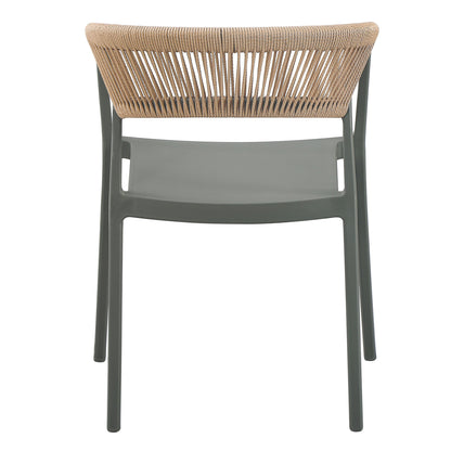 Armchair Polypropylene Bogi Hm6240.05 Olive Green With Beige Pp Rope 54x53x75hcm.