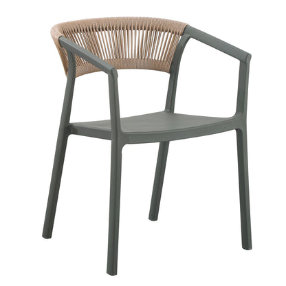Armchair Polypropylene Bogi Hm6240.05 Olive Green With Beige Pp Rope 54x53x75hcm.